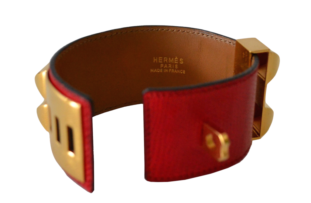 Bracelet Hermès Médor Collier de Chien en Lézard Rouge Braise