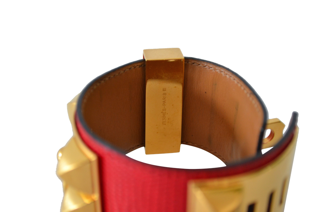 Bracelet Hermès Médor Collier de Chien en Lézard Rouge Braise